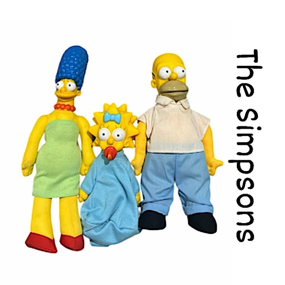 VINTAGE 1990 The Simpsons 3pc Plush Toy Doll Lot Marge Maggie Homer Simpson GUC! - Picture 1 of 16